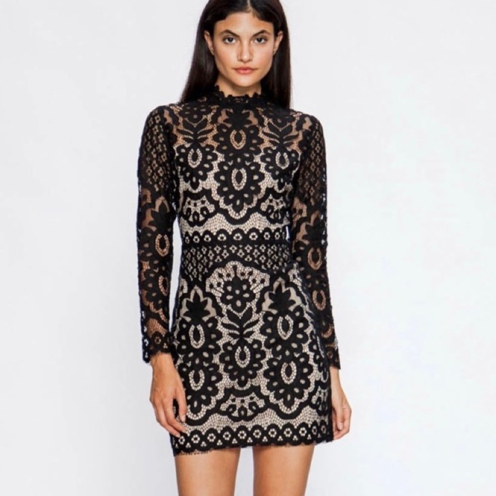 Nude & black Lace mini dress
